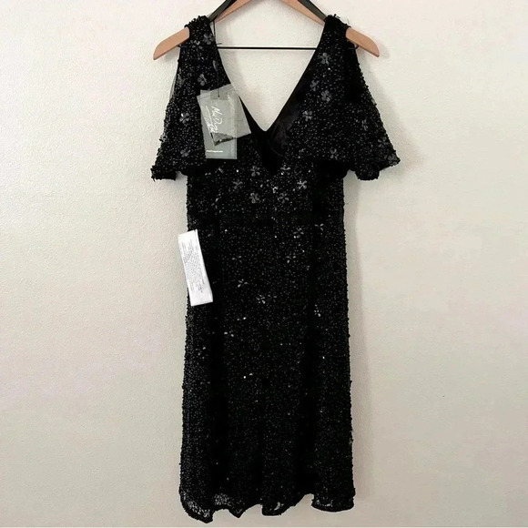 NWT Mac Duggal Cold Shoulder Sequins Dress - Picture 8 of 8